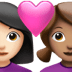 👩🏻‍❤️‍👩🏽 couple with heart: woman, woman, light skin tone, medium skin tone display on Apple